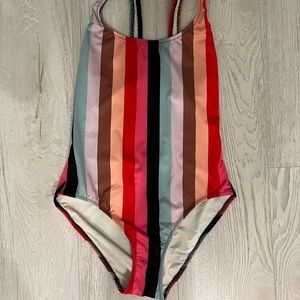 Solid & Striped One Piece Bathing Suit